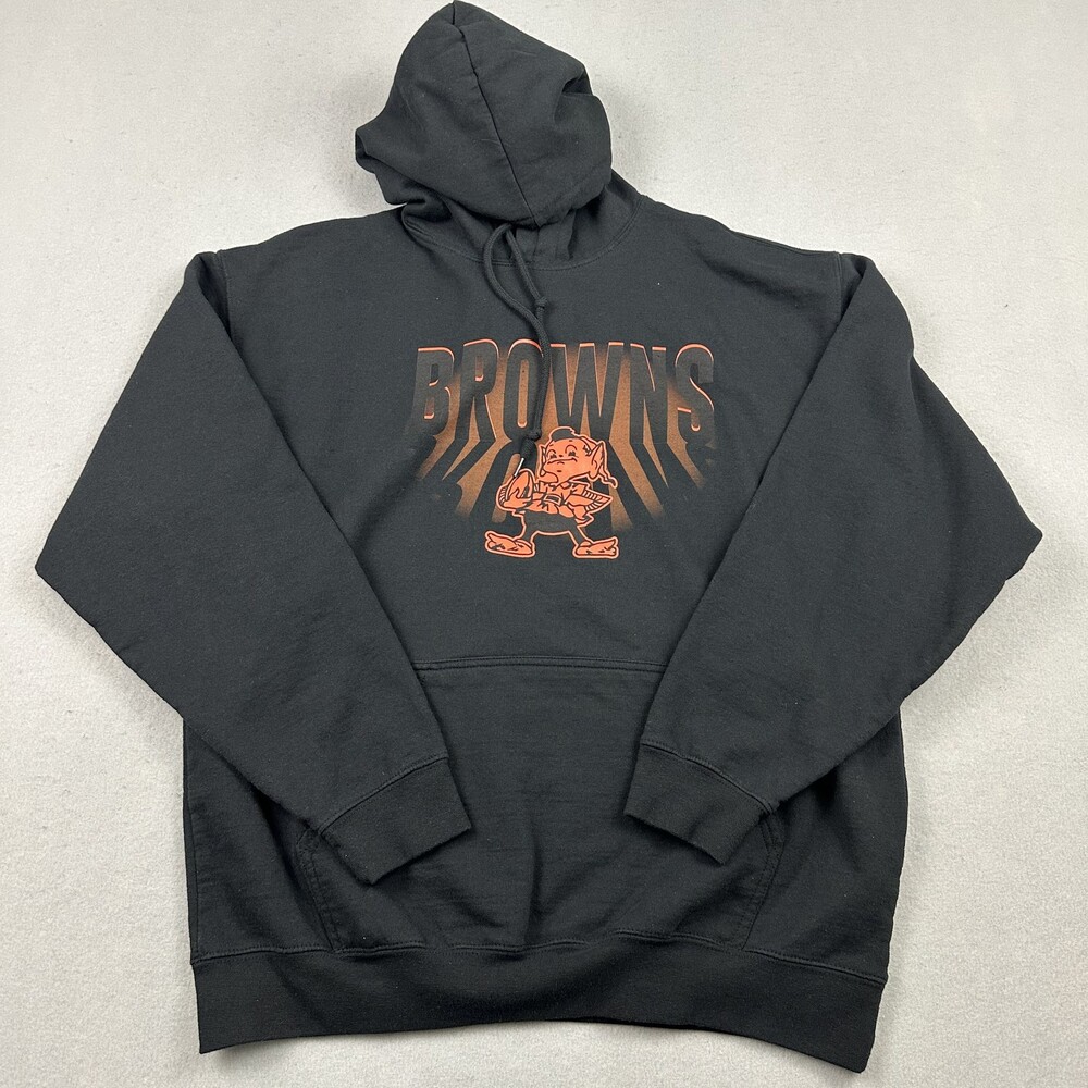 Cleveland Browns Hoodie Men Large Black NFL Brownie Elf Logo Football Graphic L